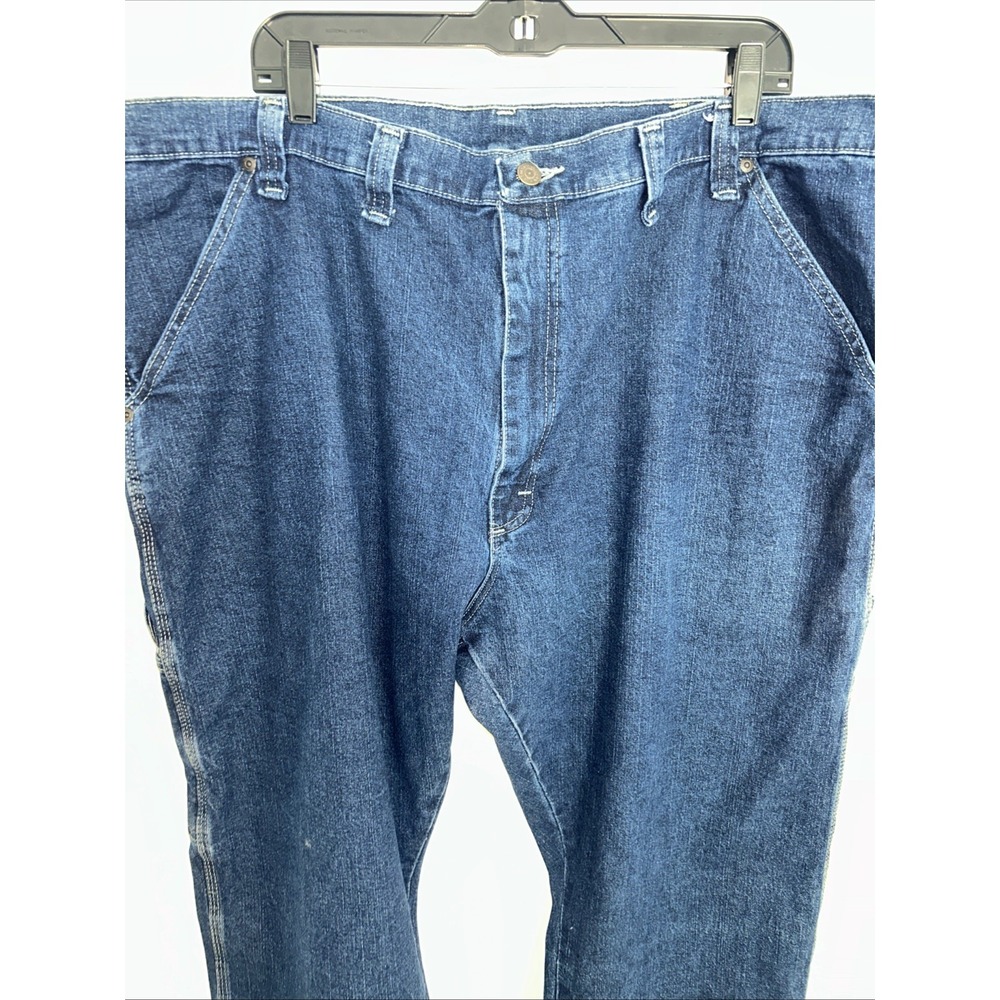 Wrangler Men's Jeans 44X 30‎ Relaxed Fit Dark Blue Denim Side Painter Pockets